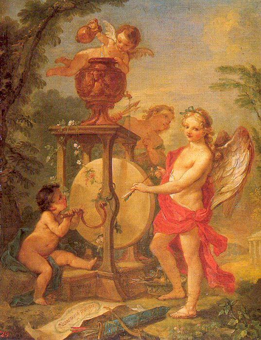 Natoire, Charles Joseph Cupid Sharpening his Arrow France oil painting art